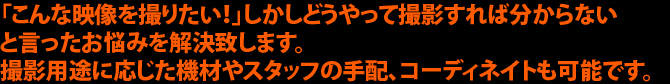コンサート会場の設営、照明・撮影機材の配置、機材オペレーション。CMや映画の撮影・コーディネイト、海外機材・スタッフの手配までGAは対応致します。
